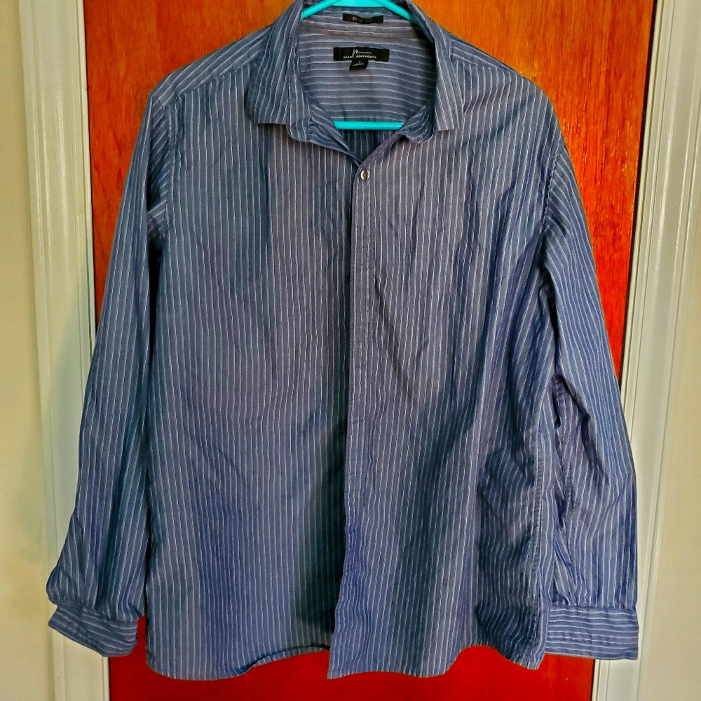 Marc Anthony Blue Striped Dress Shirt
